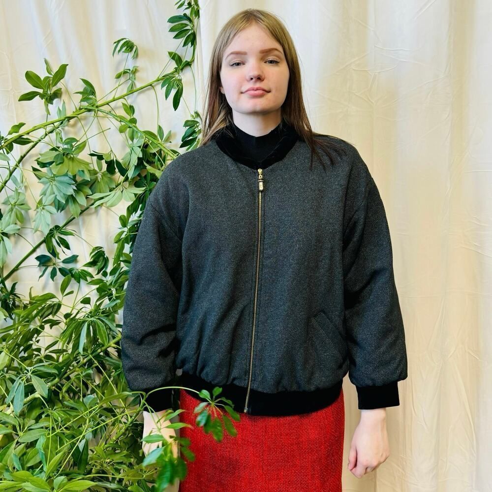 St John Sport By Marie Gray Tweed Bomber Jacket,‎ Sz L